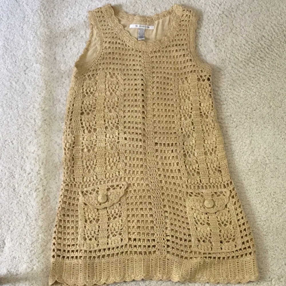 Diane Von Furstenberg Beige Crochet Sleeveless Dress